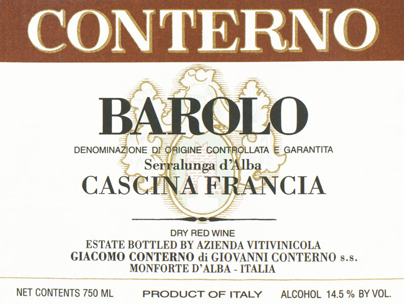 Giacomo Conterno Barolo Cascina Francia 凱西納弗朗西亞